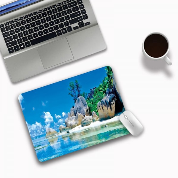 Ultra tynd Medium Gaming Mouse Pad 250*300*2mm Overflade, Holdbar Polycarbonat Overflade, Silikone+Stof Blå Kyst