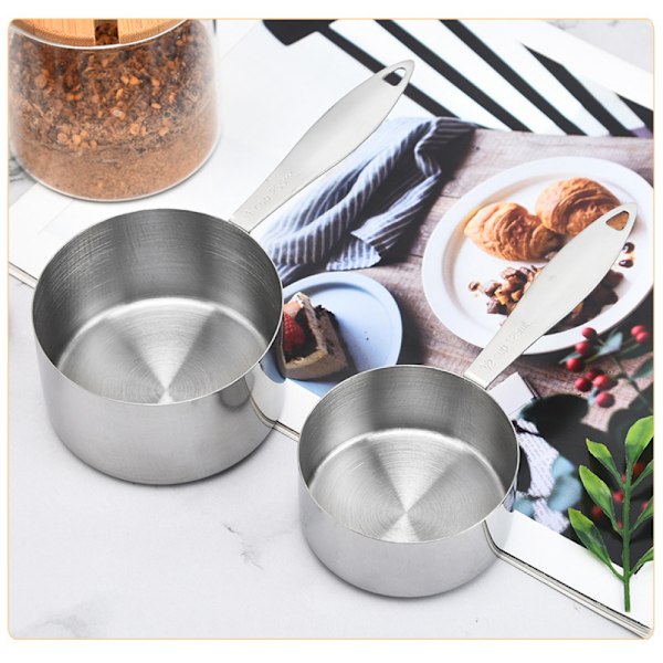 Rustfrit Stål Målebæger - 5-delt Mål Bæger i Rustfrit Stål Med Opbevaringsring, Køkken 5-delt Rustfrit Stål Målebæger.(5PCS)