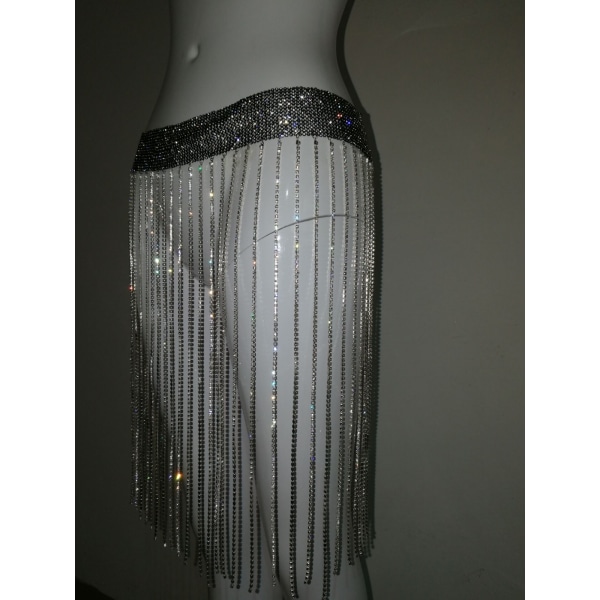 Victray Crystal Body Chain Skirt Rhinestone Taljekæder Natklub Fest Kropssmykker til Kvinder og Piger (Guld)