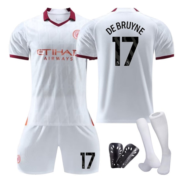 23/24 Manchester City vieraskenttä lasten jalkapalloasu sukkineen ja suojavarusteineen 17 DE BRUYNE Children's size20