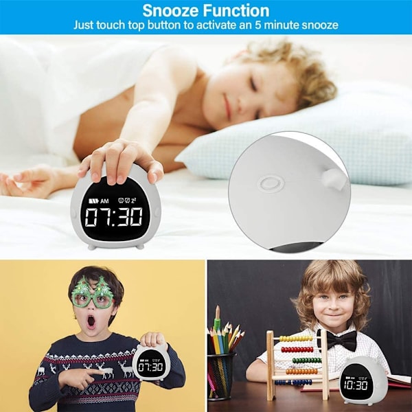 Barnklocka, söt digital väckarklocka med timer, röststyrning och snooze-funktion, barnklocka present till pojkar och flickors sovrum