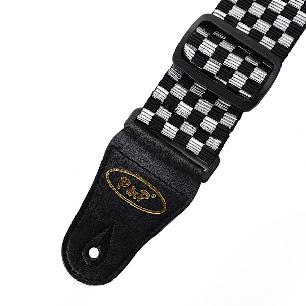 Justerbar nylon gitarr axelrem för folk gitarr elgitarrer (svart + vit)