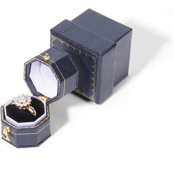 Mini Safirblå Ringask för Frierier & Bröllop - Förlovningsetui i Fickformat för Fickor & Handväskor Sapphire Blue