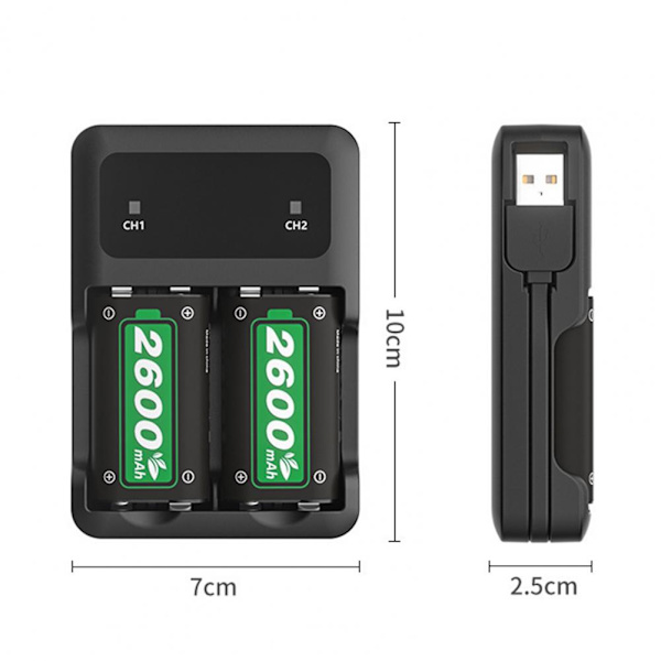 2 x 2600mAh Laddningsbara Batterier för Xbox Series X/S/Xbox One S/X Kontroller Batteri för Xbox One + USB Batteriladdare