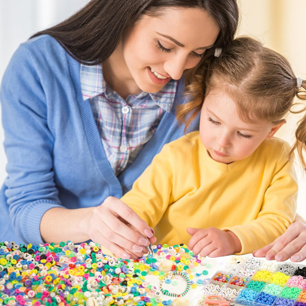 6000 stk. lerperler armbåndssæt, venskab armbånd til piger, polymer heishi perler med smykke charms håndværk gaver til teenagere