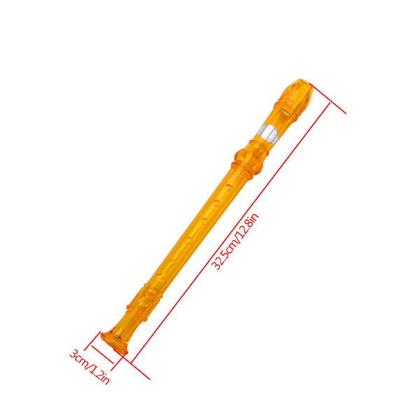 Plastik 8-huls gennemsigtig descant blokfløjte til børn og børn øvelse (gylden)