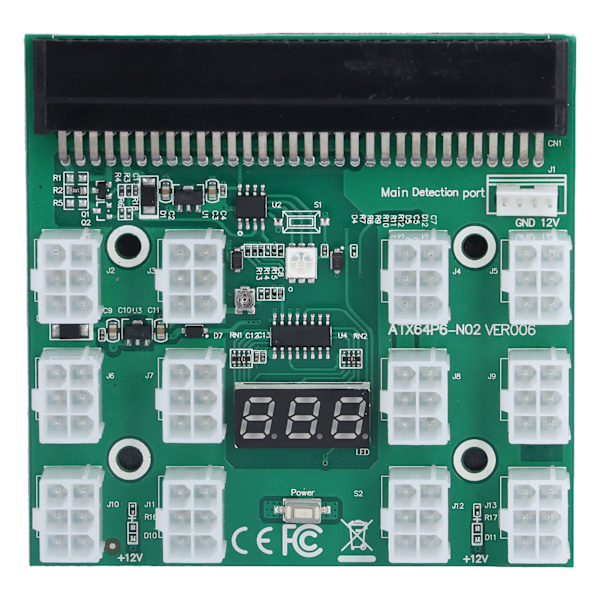 Virtalähteen Breakout-korttisovitin Palvelimen sisäinen moduuli LED-jännite-näyttö 4-napainen 12-porttinen