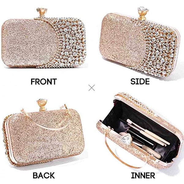 Dame Rhinestone Aften Tasker Funklende Krystal Pung Clutch Brud Bryllup Fest Prom Håndtaske