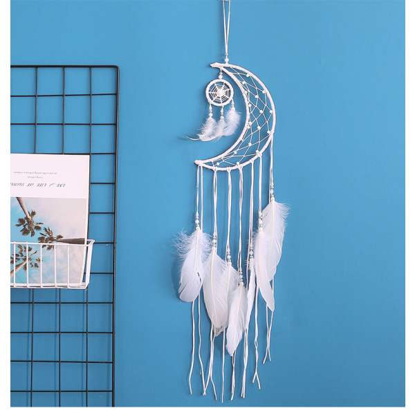 Dotpet Moon Half Circle Dream Catcher, Käsintehty Dream Catcher Pienellä Ympyrällä Seinäkoristeeksi, Makuuhuoneen Koti-Koristeeksi