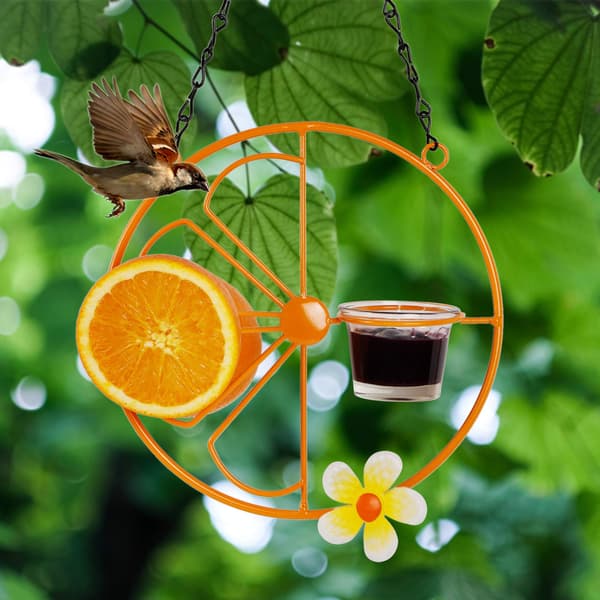 Oriole fuglefoderbræt til udendørs brug, metal hængende orange frugtfoderbræt, druegelé og orangefoderbræt til orioler, haveindretning 1pcs