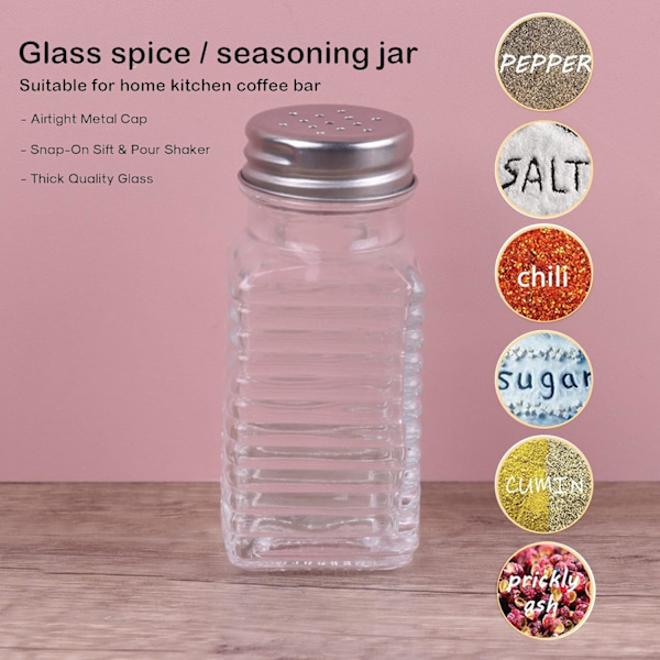 Salt- og pebersæt med rustfrie toppe, sæt af 2 (stribede rektangulære shakere) Striped rectangular Shakers