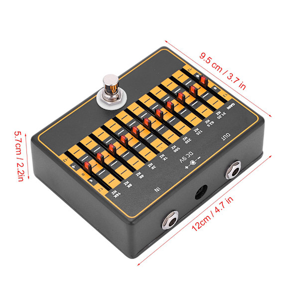 10-bands equalizer effektpedal med kabel för gitarrbastillbehör