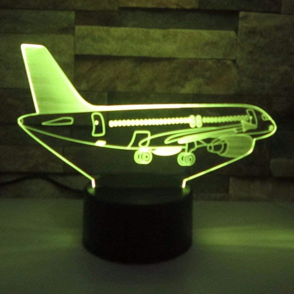 WJ 3D Flymaskin Fjernkontroll 16 Farger Nattlys Illusjon Akryl LED Bordlampe Sengelampe Barn Soverom Skrivebord Dekor Bursdagsgaver Leker for Barn