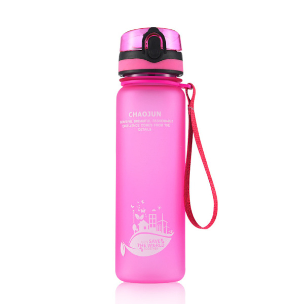 Stor kapacitet kopp bärbar frostad transparent rymdkopp stor utomhus sport vattenkopp kittel rosa frostad 600ml