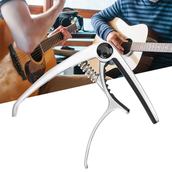 Gitarr Capo Clamp Key Tuner Zinklegering för Folk Gitarr Musikinstrument TillbehörSilver