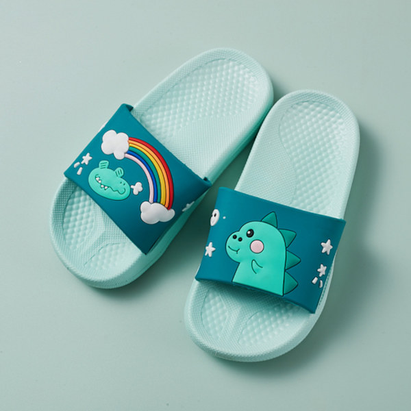 Pojkar och flickor sandaler tofflor dinosaurie sommar halkfri mjuk simbassäng utomhus strand inomhus badrum bad dusch ---- Ljusgrön（Storlek 26/27）