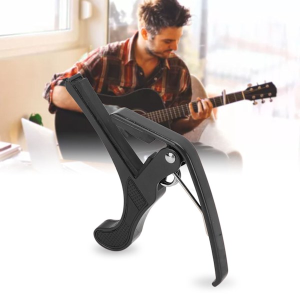 Gitarr Capo Alloy Snabbkoppling Elektrisk Gitarr Capo Set med 2PCS Gitarrplektrum för Banjo Mandolin Svart