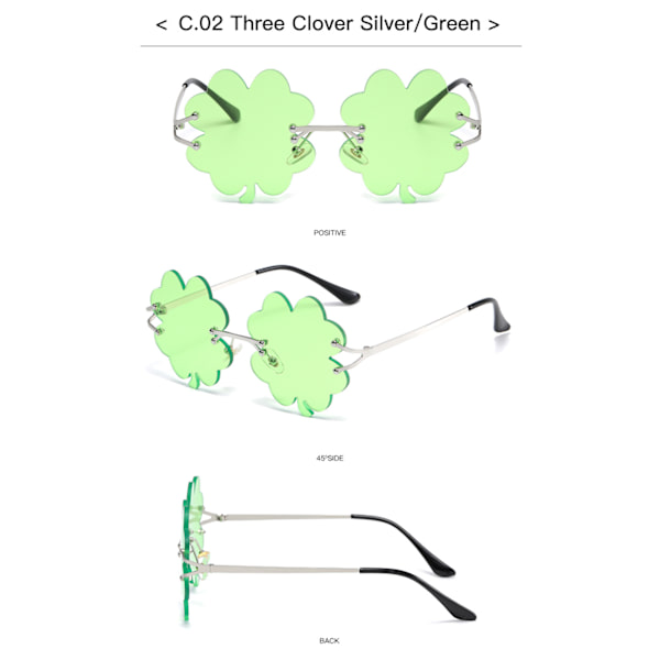 St. Patrick's Day Irländska klöver LÖV Gröna alvdräkt Glasögon 1-pack