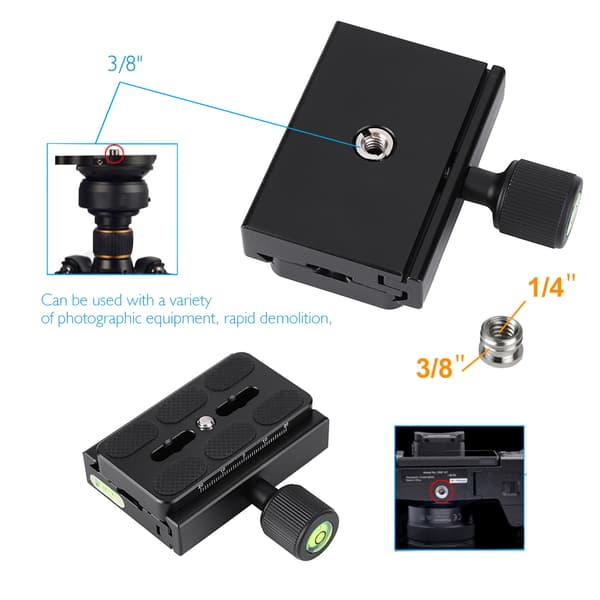 Bærbar Universal Kamera Quick Release Plade Adapter Monteringsskrue til Stativ Monopod