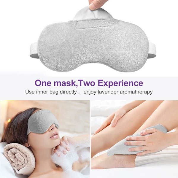 Ögonmask, Aromaterapi Viktad Sömnmask för Torra Ögon Män Kvinnor, Mikrovågsbar Värme Hot Therapy Ögonmask Fuktig Kompression Smärtlindring