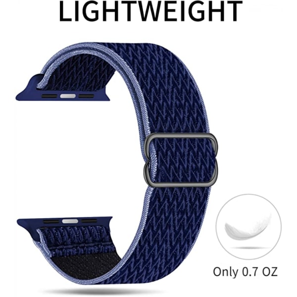 Strækbar rem kompatibel med Apple-remme Justerbar strækbar flettet elastikvævning Nylon til iWatch 7 --- Hudfarvet (42/44/45mm)