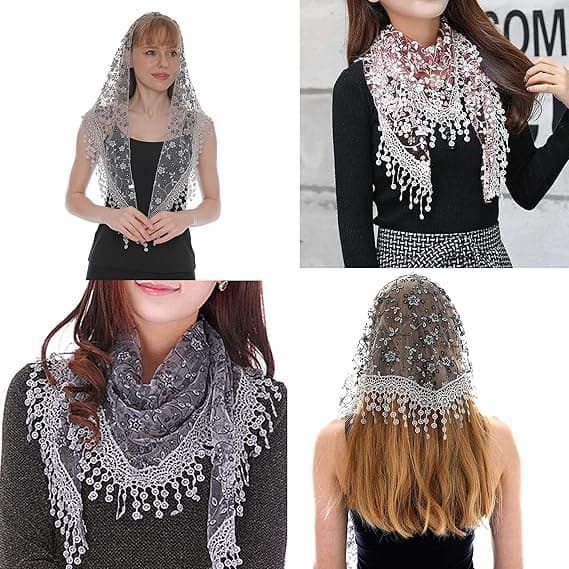 Lätt Mjukt Lövspetsfringes Triangulär Blommig Mode Handduk Halsduk Wrap för Kvinnor, Babyrosa