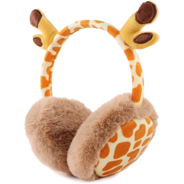 Winter Kids Earmuffs Warm Girl Ear Muffs For Toddler Kid Children Earmuff with Cat Ears Girls Ear Warmer Adjustable (Giraffe)