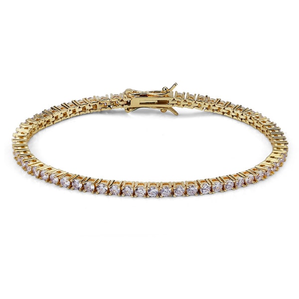 18K Gold Plated 3.0mm Cubic Zirconia Classic Tennis Bracelet 8 Inch