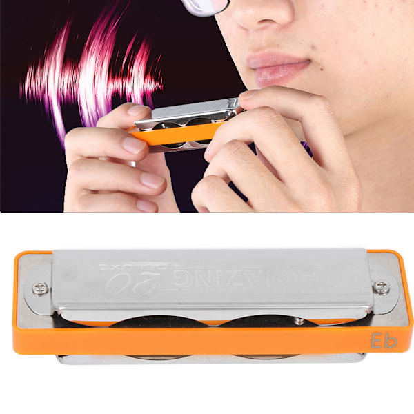 Blues Harmonika 10-Hul Mundharmonika Eb Nøgle ABS Resin Kam Begynder Gaver Professionel (Orange)