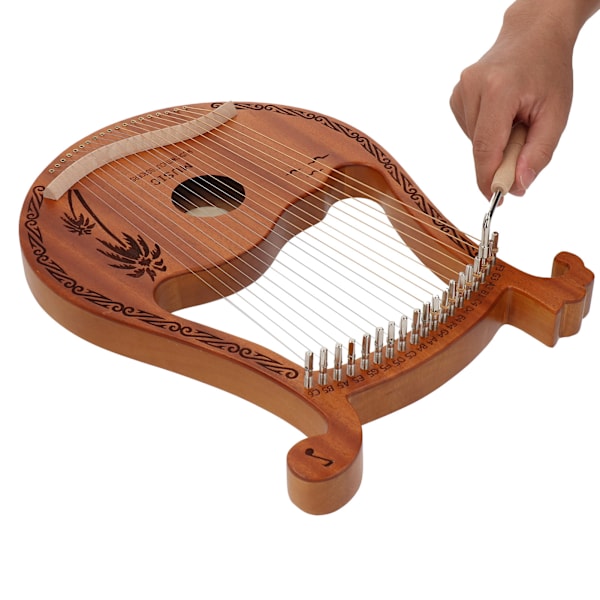 Lyre Harpe 19-strengs Mahogni Lille Bærbar Musikinstrument til Begyndere Træfarve