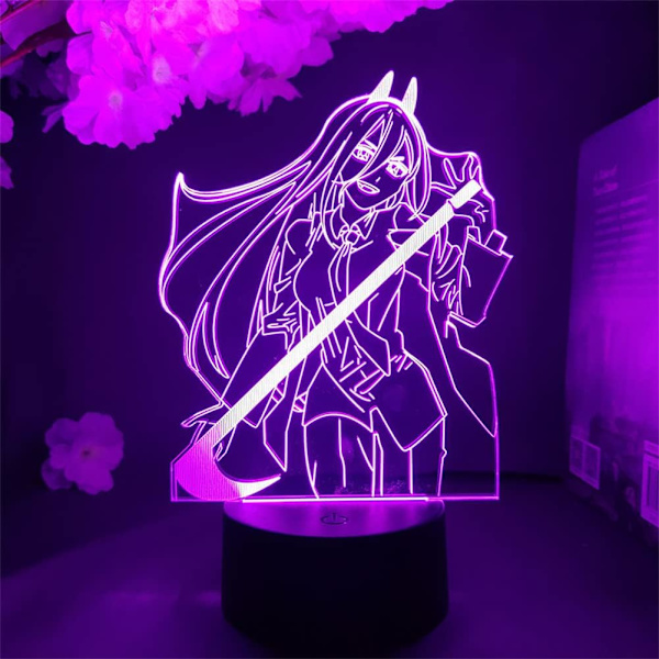 WJ 3D Lampe Anime Chainsaw Man Figur Power Lampe Farverig Led Illusion Natlys Soveværelse Sengekant Dekoration Julegave Manga Chainsaw Man Lys