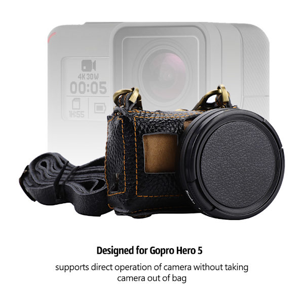 SHOOT Konstgjord Kameraväska Halsrem UV-Objektivsats för GoPro Hero5 (Svart)