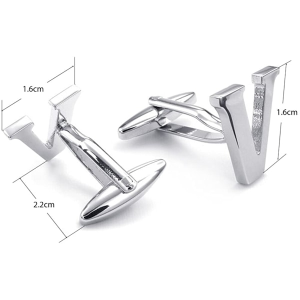 AVEKI Initial Alphabet Manschettknappar för Män Bröllopsgåva, V Silver