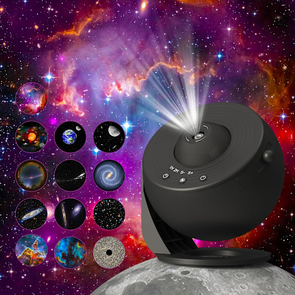 Galaxy Projektor, 13 i 1 HD Planetarium Galaxy Stjerneprojektor til Soveværelse, 360° Roterende Stjerneprojektor Galaxy Lys med Justerbar Black
