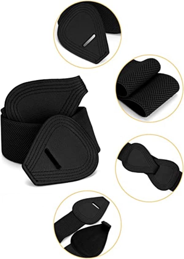 Låsespenne Elastisk Midjebånd for Kvinner Elastisk Elastisk Midjebånd Kjole Ned Jakke Wrap Up Midjebånd - Svart