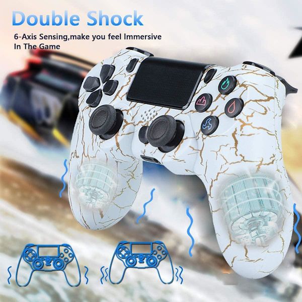 Dotpet PS4 Controller, Trådløs Controller Kompatibel med PS4/PS4 Pro/PS4 Slim/PC med Touch Panel/Audio Funktion/6-Axies Sensor/Du