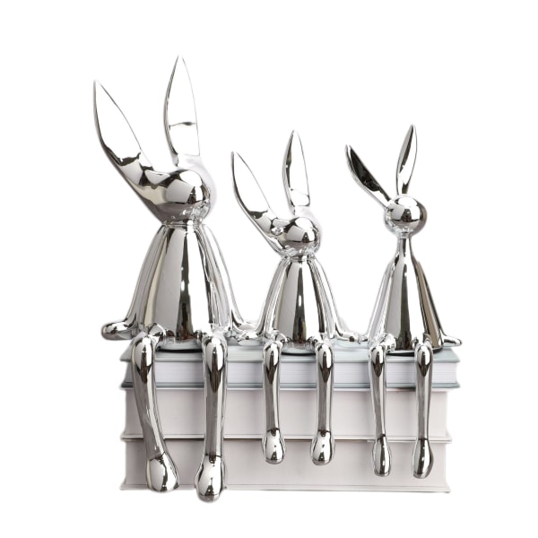 Modern minimalistisk sittande kanin galvanisering blå silver guld hem kreativ mjuk silver medium 10*10*28cm