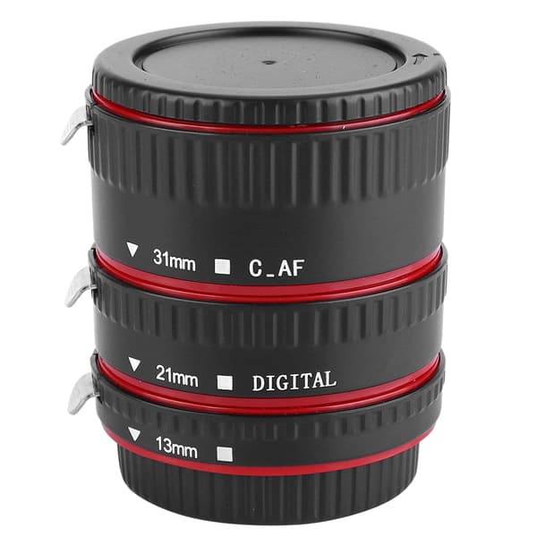 Makroforlængersæt 3-delt adapterringe kompatible med Canon (plastmateriale)