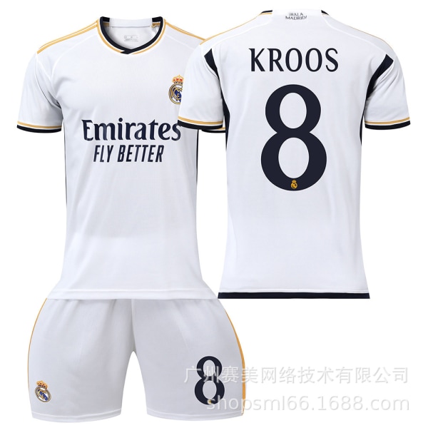 23-24 Ny Real Madrid Hjemme Barnas Voksen Fotballsett-8 KROOS-24# 8 KROOS 24#