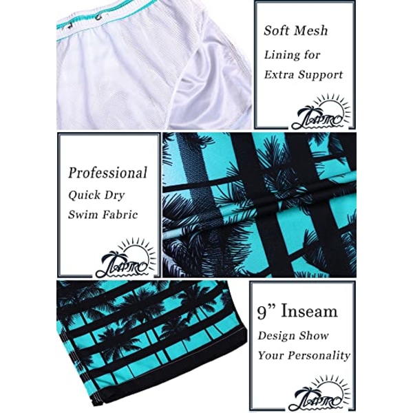 Badbyxor för män snabbtorkande baddräkt Beach Kort baddräkt med mesh och fickor (Aqua Blue)