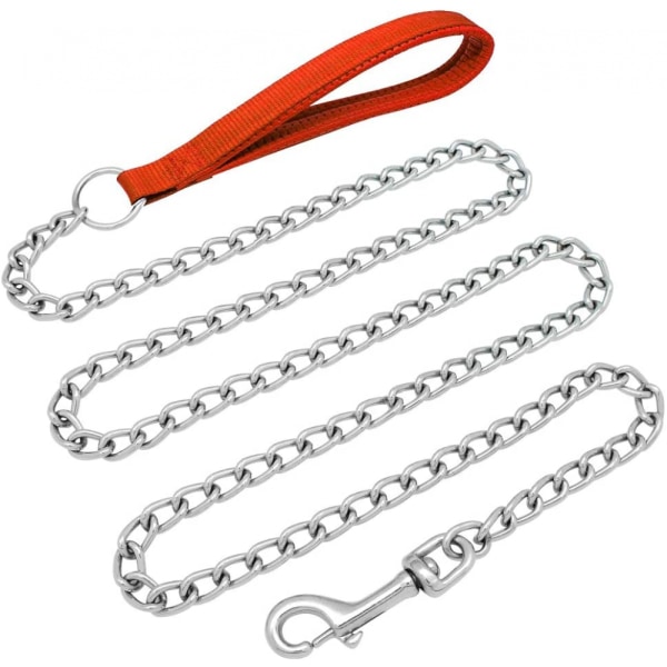 Length Approx. 3.9ft Length 2.5mm Width Chain Heavy Duty Dog Leash - Padded Foam Handle Lead - Perfect Basic Leash for Small and Medium Pets Walking,