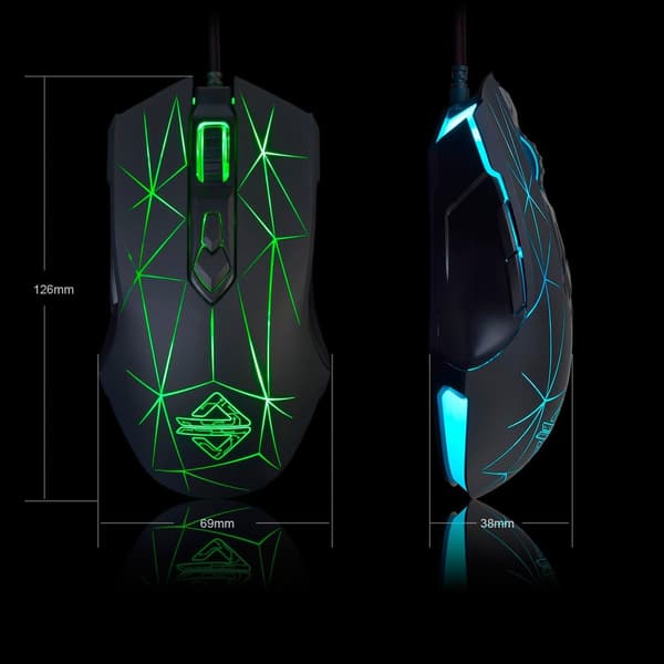 Star Black AJ52 RGB Gaming Mus, 7 Programmerbare Knapper - Ergonomisk Baggrundsbelyst USB Mus til PC/Laptop, Windows/Mac/Linux Kompatibel Star Black 12*7*4