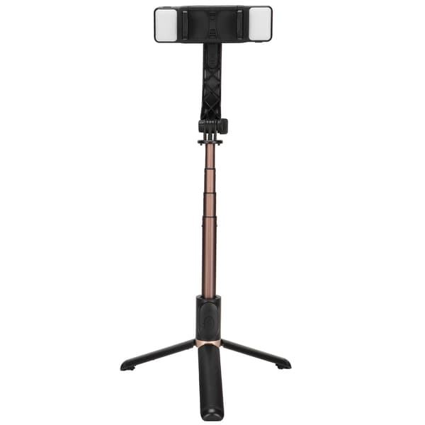 Q08d Bluetooth Selfie Stick Stativ LED Dobbel Fylllys Trådløs Multifunksjonell Selfie Stick med Fjernkontroll for Android