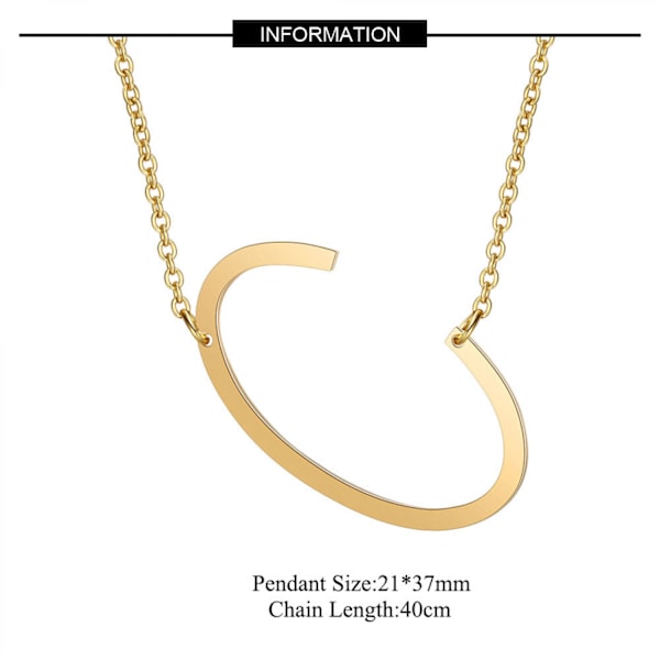 Sidosatt block initial bokstavshänge halsband för kvinnor --- C