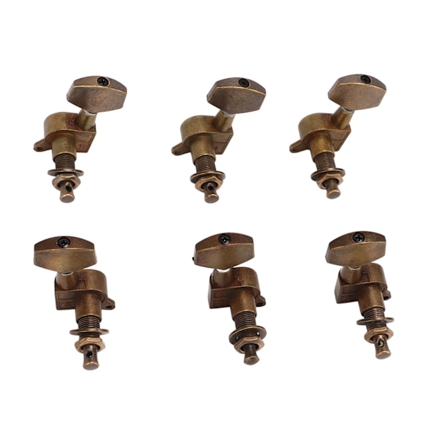 6 stk. Guitar Tuning Pegs 3L3R Metal Bronze Heavy Internal Gear Elektrisk Guitar Machine Heads Tuning Key