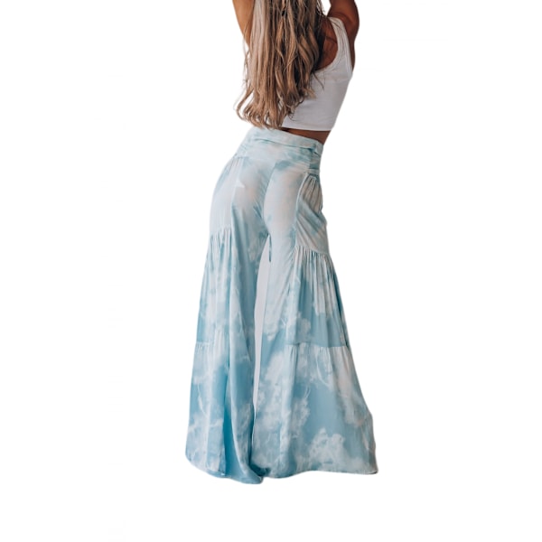 AVEKI Print Elastiska högmidjade byxor med utsvängda ben Bell Bottom, FKBB002, XL