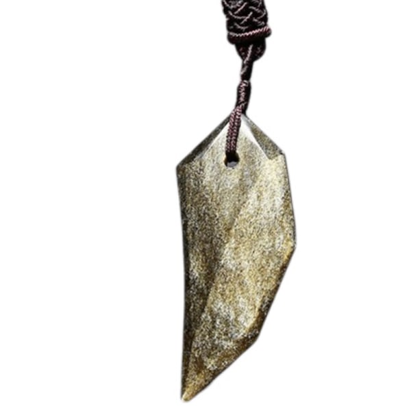Mens Womens Wolf Tooth Golden Obsidian Stone hänge halsband