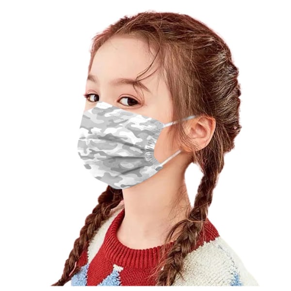 50 st Engångsansikte för barn Barn 3-lagers print kamouflage öronögla Skyddande ansikte som andas Pojkar Flickor (5)