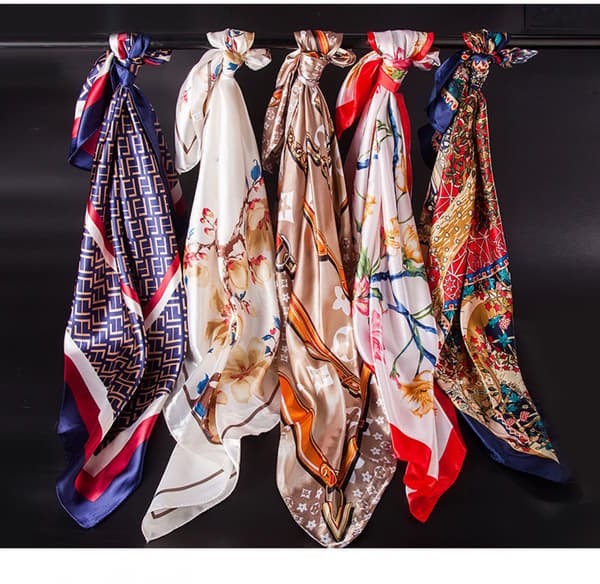 35 x 35 Kvinner Firkant Silke-lignende Hår Sjal Hode Sovende Wrap Sateng Hodeskjerf, A