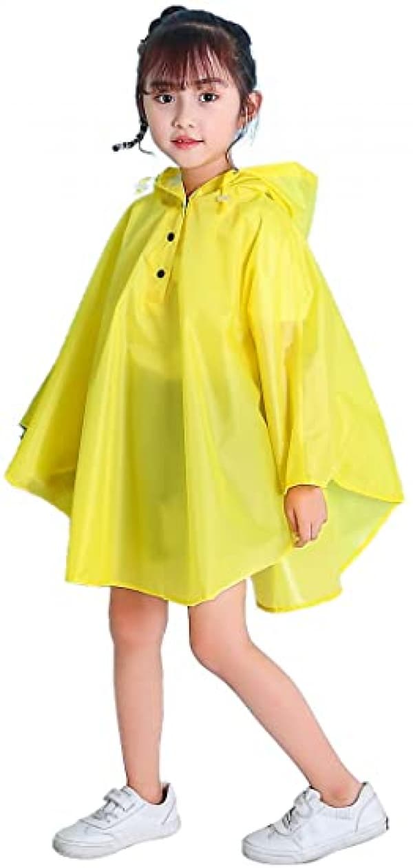 Barn Regn Poncho Huvjacka Regnrock, Gul, S